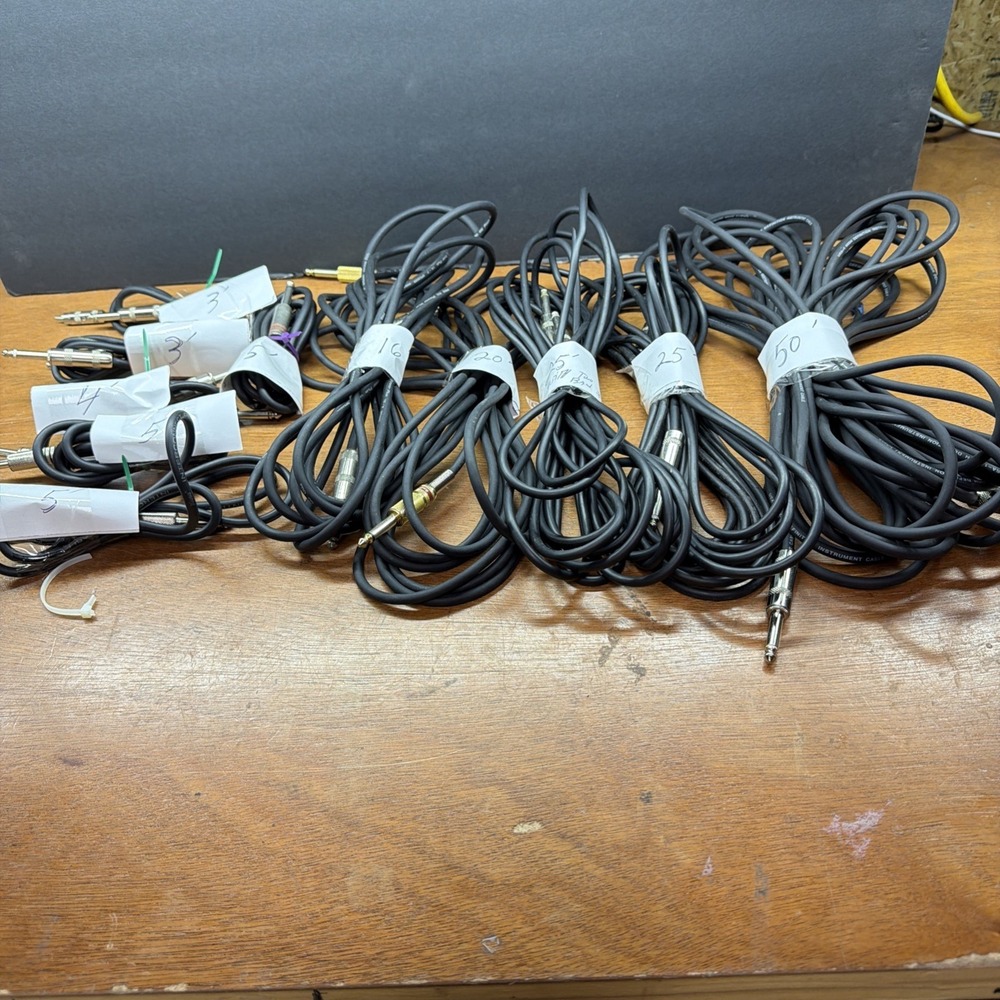 lot of 11 Instrument and Microphone cables 1/4 Male To 1/4 Male